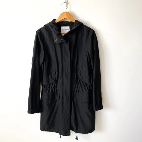 Aritzia Community Anorak Long Hooded Jacket Coat Black Size Small - Picture 2 of 6